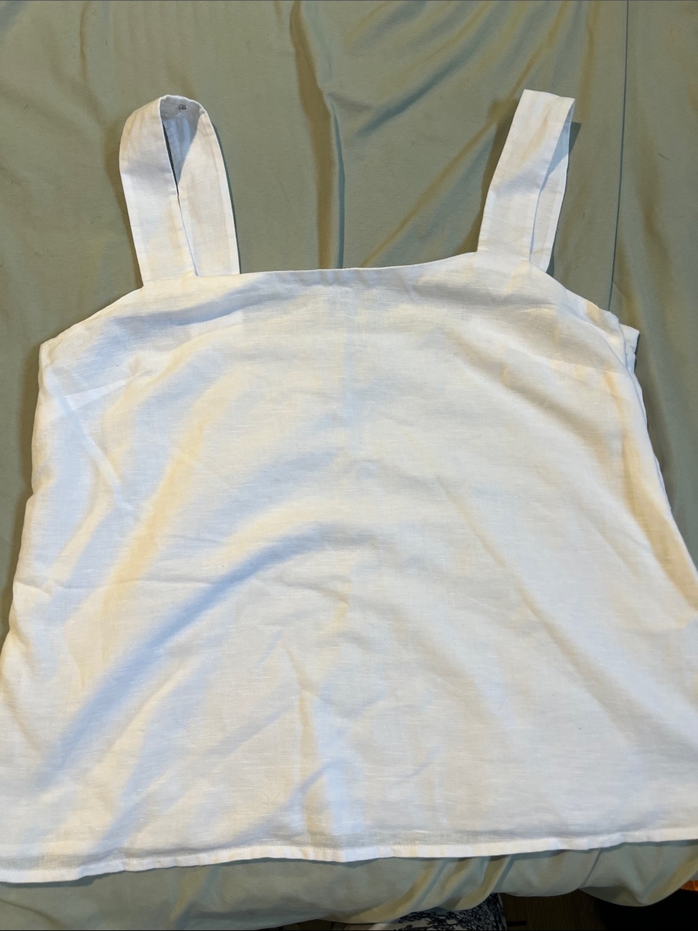 J. Crew White Square-Neck Linen-Blend Tank